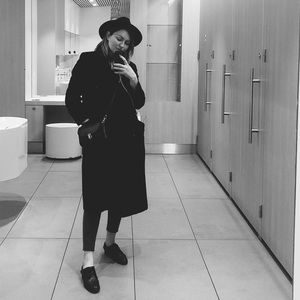 Oversized black masculine women’s vintage coat